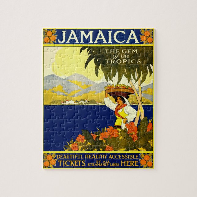 Vintage Jamaica Travel Illustration Jigsaw Puzzle (Vertical)
