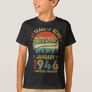 Vintage January 1946 Old 80th Birthday Men Women T-Shirt