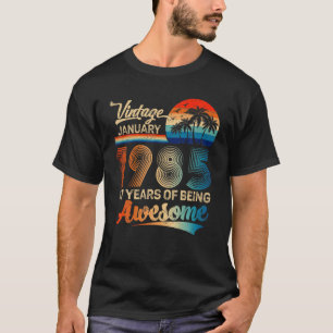 Vintage January 1985 37Th Birthday Being Awesome M T-Shirt