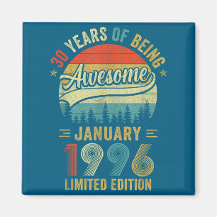 Vintage January 1996 Old 30th Birthday Men Women Magnet