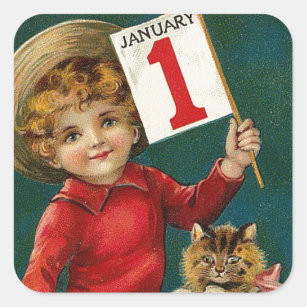 Vintage January 1st Square Sticker