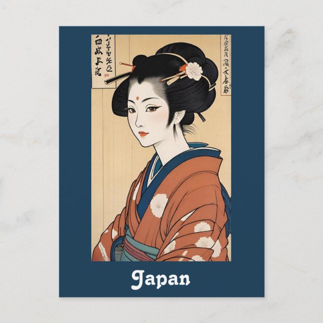 Vintage Japan Japense Geisha Travel Postcard (Front)