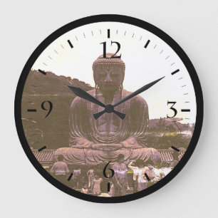 Vintage Japan Kamakura Great Buddha tourists Postc Large Clock