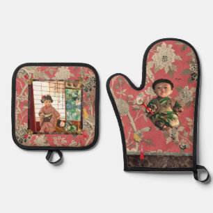 Vintage Japan Ningyo Pot Holder Set