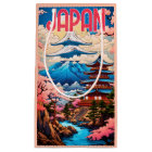 Vintage Japan Pagoda and Cherry Blossom Trees 