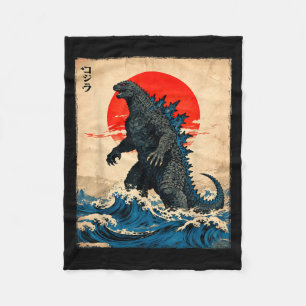 Vintage Japanese Art Kaiju Monster Fleece Blanket