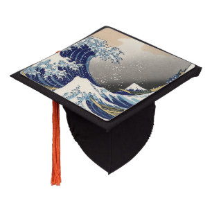 vintage japanese  art ocean landscape great wave graduation cap topper