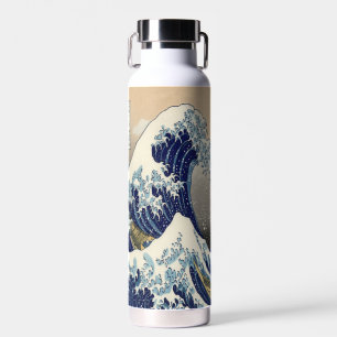 vintage japanese  art ocean landscape great wave water bottle