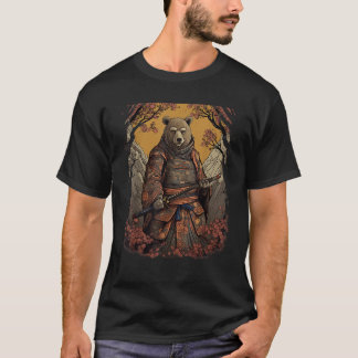 Vintage Japanese Art Samurai Grizzly Bear T Shirt