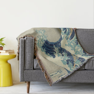 Vintage Japanese Art, The Great Wave by Hokusai Throw Blanket