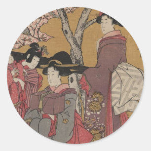 Vintage  Japanese Art tickers Classic Round Sticker