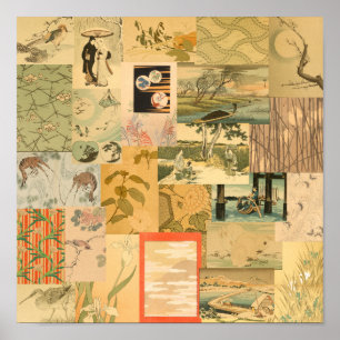 Vintage Japanese Asian Art Collage Wall Decor