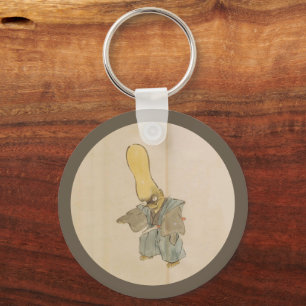 Vintage Japanese Big-Headed Yokai Swordsman Keychain