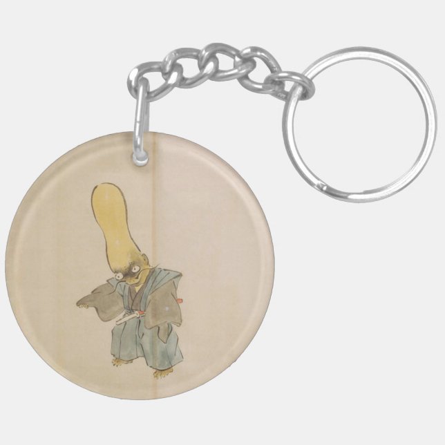 Vintage Japanese Big-Headed Yokai Swordsman Keychain (Back Left)