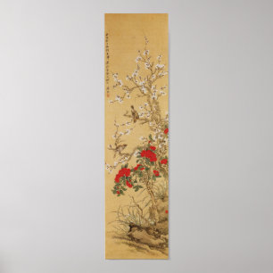 Vintage Japanese Birds and Flowers Poster