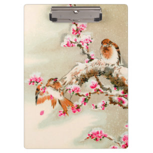 Vintage japanese birds on a branch clipboard