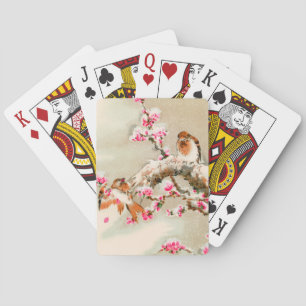 Vintage japanese birds on a branch playing cards