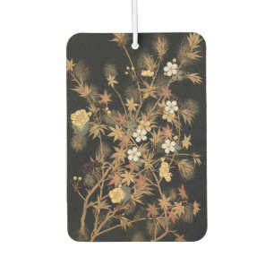 Vintage Japanese Black Gold Autumn Floral Art Air Freshener