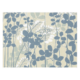Vintage Japanese Blue Botanical: Cream Leaf Fern Tablecloth