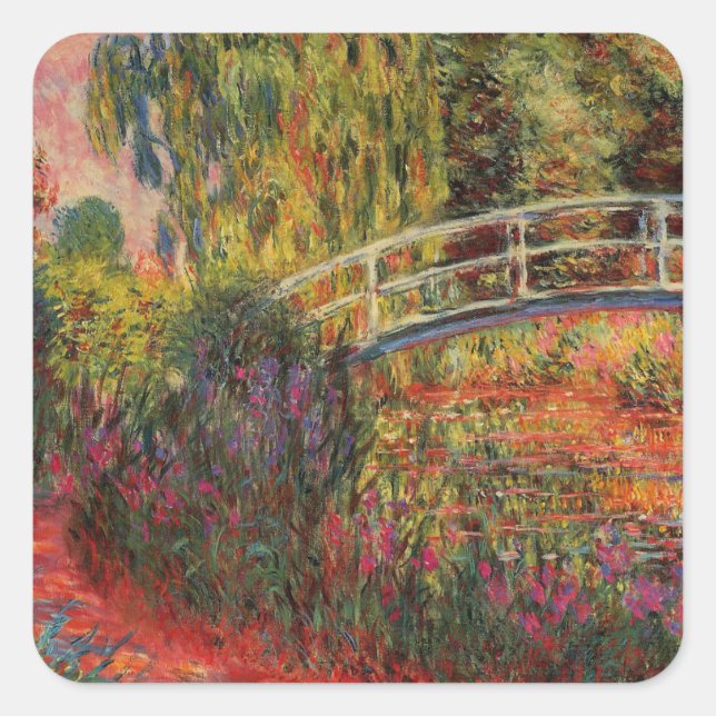 Vintage Japanese Bridge Claude Monet Square Sticker (Front)