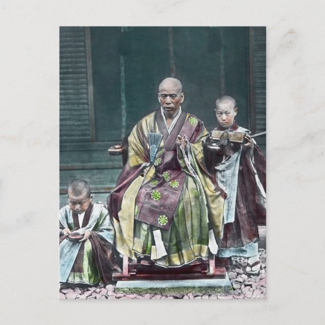 Vintage Japanese Buddhist Monks Japan 僧 Postcard (Front)