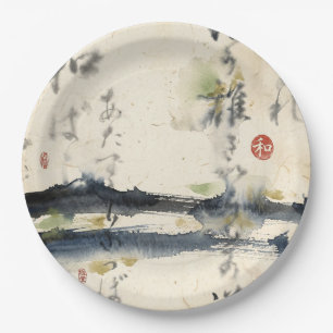 Vintage Japanese Calligraphy Art (11) Paper Plate