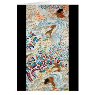 Vintage Japanese Carp and Running Water
