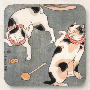 Vintage Japanese Cat Art Coaster
