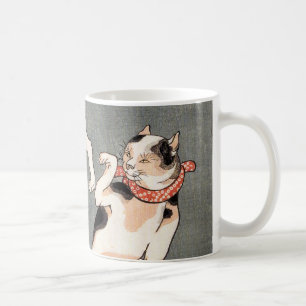 Vintage Japanese Cat Art Coffee Mug