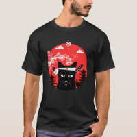 Vintage Japanese Cat Design Ninja Art Style