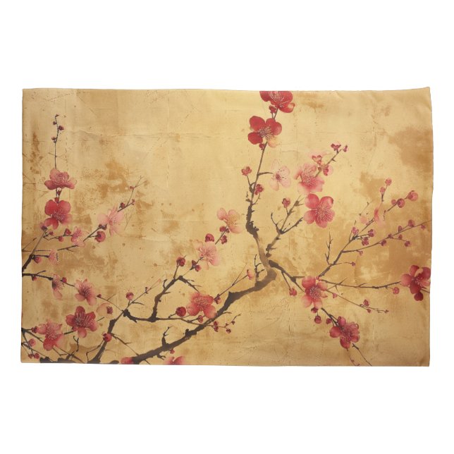 Vintage Japanese Cherry Blossom Pillowcase (Back)
