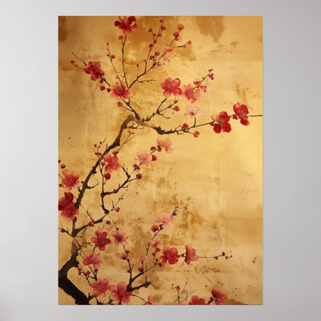 Vintage Japanese Cherry Blossom Poster (Front)