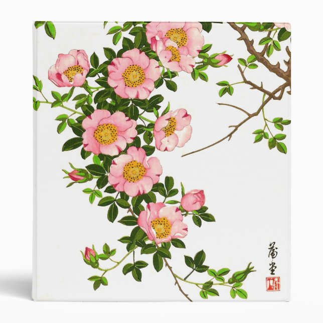 Vintage Japanese Cherry Blossoms, Pink and Gold Binder (Front)