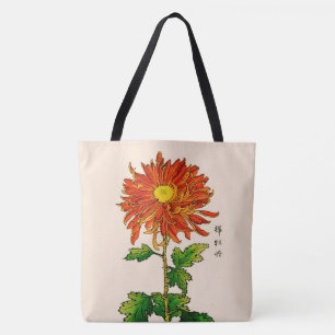 Vintage Japanese Chrysanthemum. Orange and Gold Tote Bag