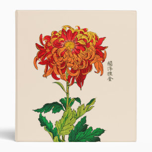 Vintage Japanese Chrysanthemum. Rust and Orange Binder