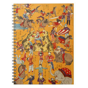 Vintage Japanese Circus Poster Ukiyo-e Art Notebook
