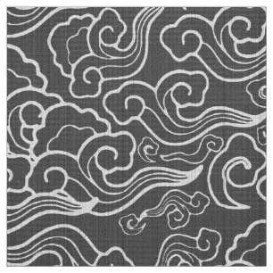 Vintage Japanese Clouds, Graphite Grey / Grey Fabric