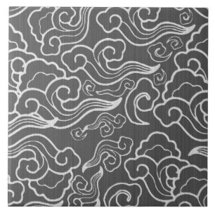 Vintage Japanese Clouds, Graphite Grey / Grey Tile