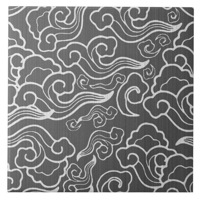 Vintage Japanese Clouds, Graphite Grey / Grey Tile (Front)
