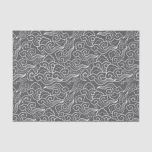 Vintage Japanese Clouds, Graphite Grey / Grey Tissue Paper