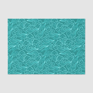 Vintage Japanese Clouds, Turquoise and Aqua Tissue Paper