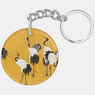 Vintage Japanese Crane Art Keychain