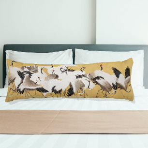 Vintage Japanese Crane Painting Body Pillow