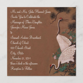 Vintage Japanese Cranes Wedding Invitation Cranes