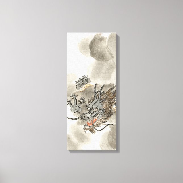 Vintage Japanese Dragon Warrior Canvas Print (Front)