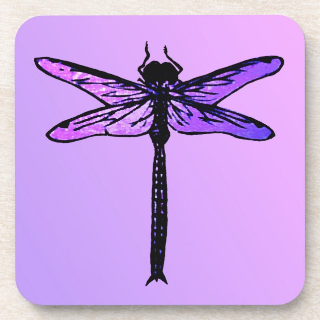 Vintage Japanese Dragonfly, amethyst purple Coaster (Front)