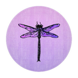 Vintage Japanese Dragonfly, amethyst purple Cutting Board
