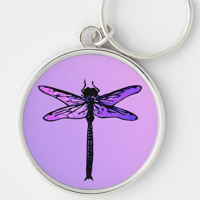 Vintage Japanese Dragonfly, amethyst purple Keychain (Front)