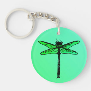 Vintage Japanese Dragonfly, emerald green Keychain