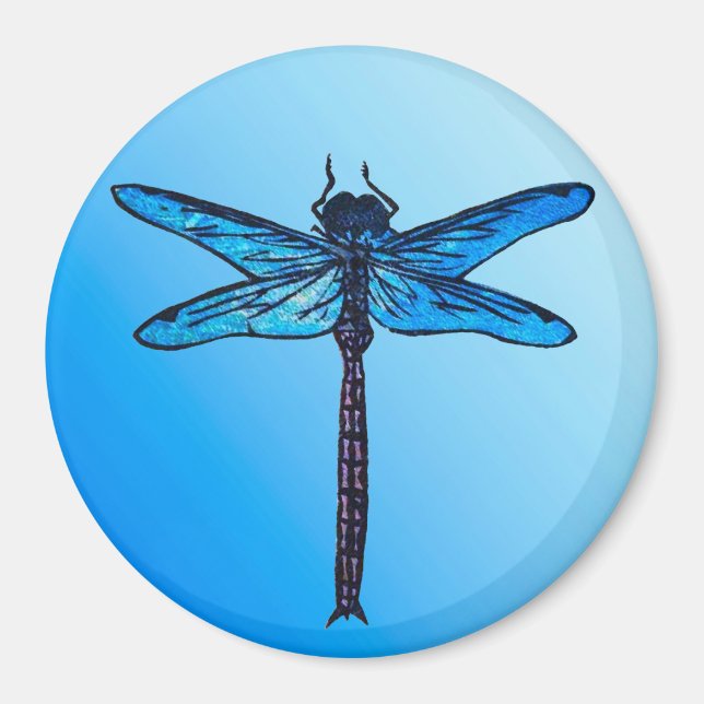Vintage Japanese Dragonfly, sapphire blue Magnet (Front)